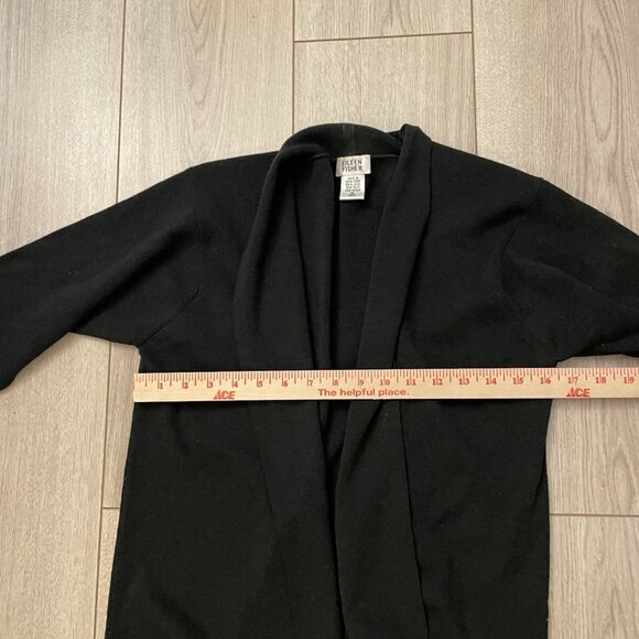 Eileen Fisher Women Wool Knit Cardigan Sweater Open Front Side Slit GREEN Medium - Picture 10 of 10